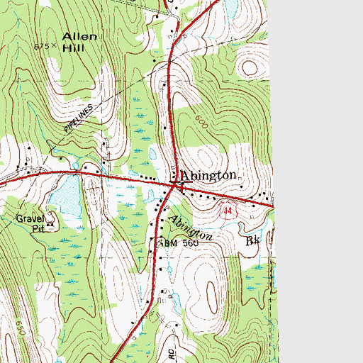 Topographic Map of Abington, CT