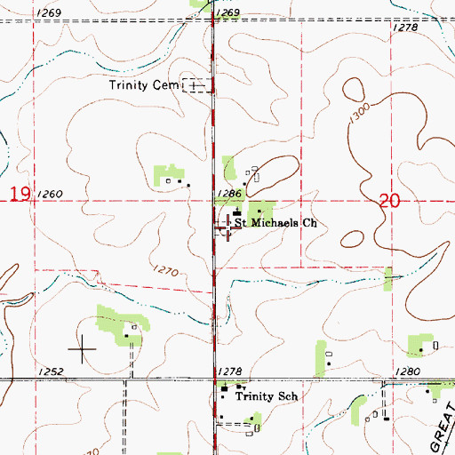 Topographic Map of Saint Michael's Cemetery, MN