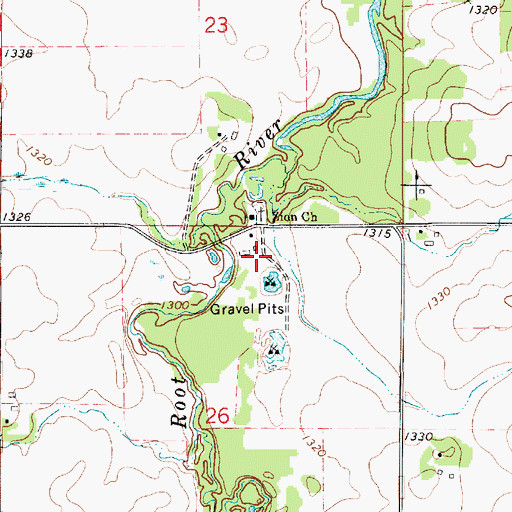 Topographic Map of Zion Cemetery, MN