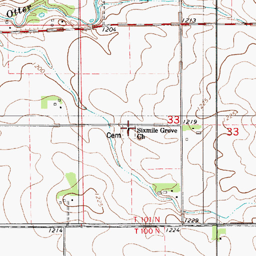 Topographic Map of Sixmile Grove Cemetery, MN