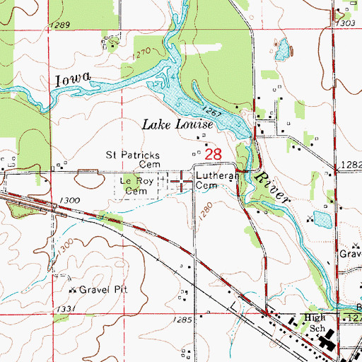 Topographic Map of Lutheran Cemetery, MN