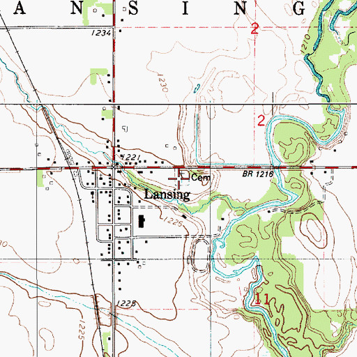 Topographic Map of Lansing Cemetery, MN