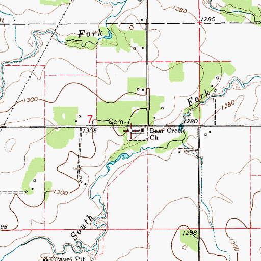 Topographic Map of Bear Creek Cemetery, MN