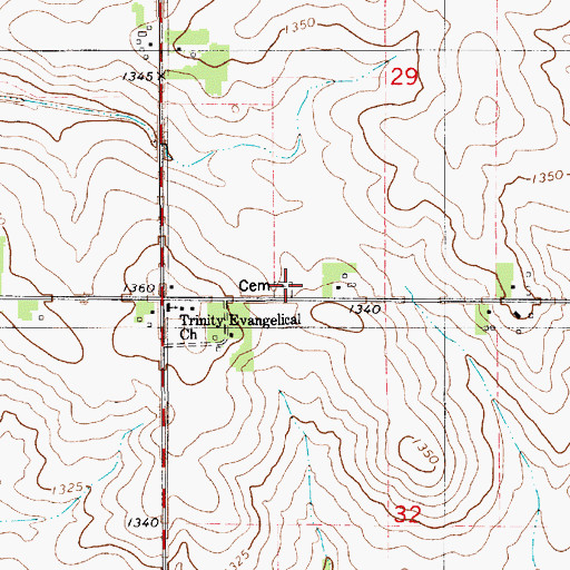 Topographic Map of Trinity Evangelical Lutheran Cemetery, MN