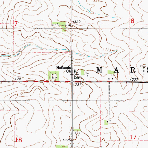 Topographic Map of Hoflanda Cemetery, MN