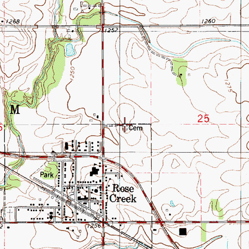 Topographic Map of Prairie View Cemetery, MN