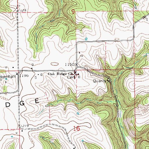 Topographic Map of Old Ridge Cemetery, MN