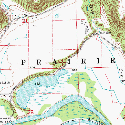 Topographic Map of Mound Prairie Cemetery, MN