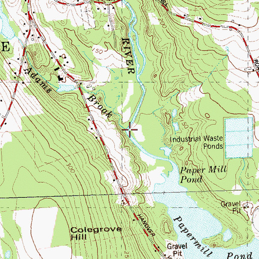 Topographic Map of Adams Brook, CT