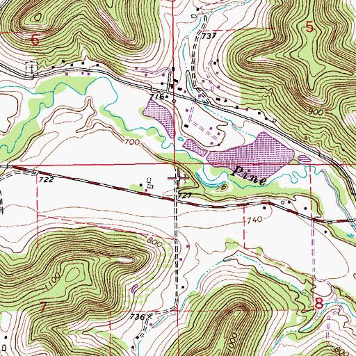 Topographic Map of Pine Creek Catholic Cemetery, MN