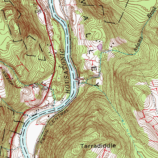 Topographic Map of Adams Brook, CT