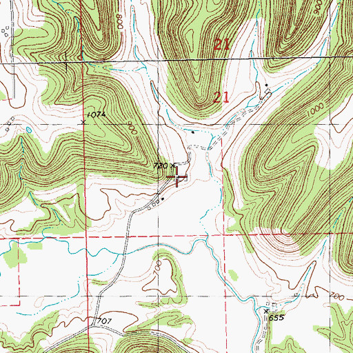 Topographic Map of Old Methodist Cemetery, MN