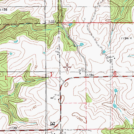 Topographic Map of Hackett's Grove Cemetery, MN