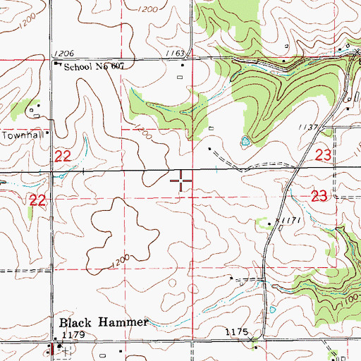 Topographic Map of Old Black Hammer Cemetery, MN