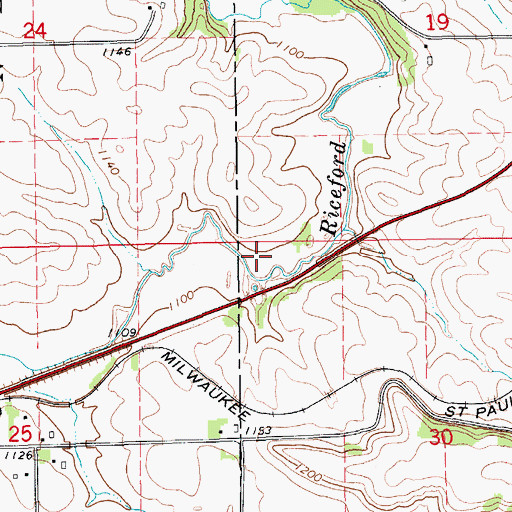 Topographic Map of Bellview Cemetery, MN