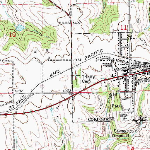 Topographic Map of Spring Grove Trinity Lutheran Church Cemetery, MN