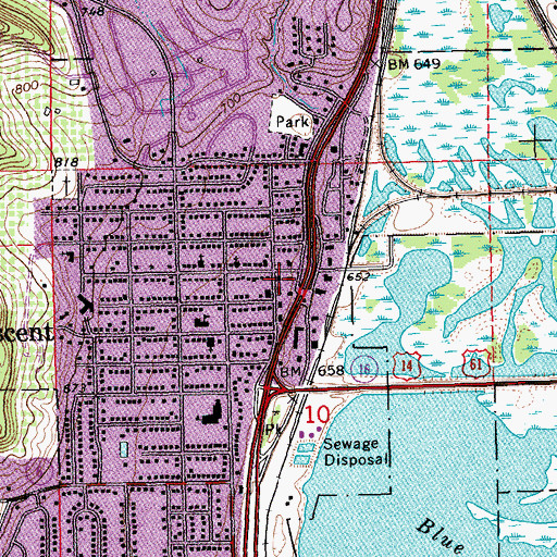 Topographic Map of La Crescent Evangelical Free Church, MN