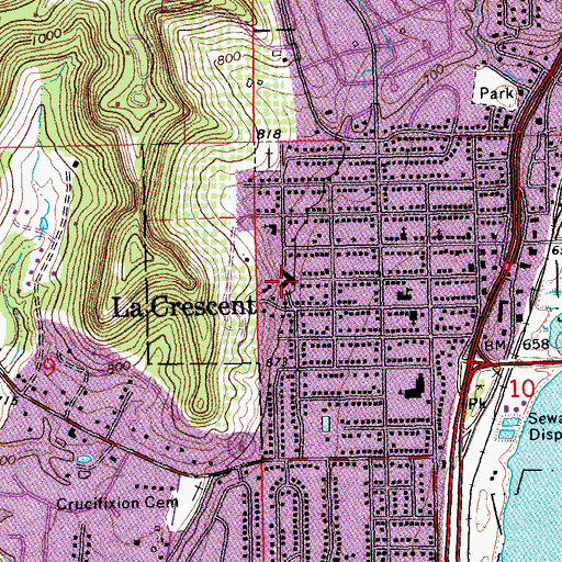 Topographic Map of La Crescent Health Care Center, MN