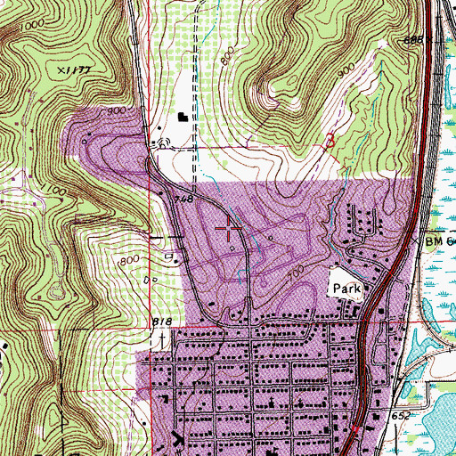Topographic Map of John S Harris Park, MN