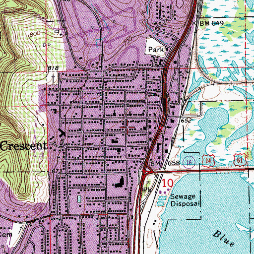 Topographic Map of La Crescent Fire Department, MN
