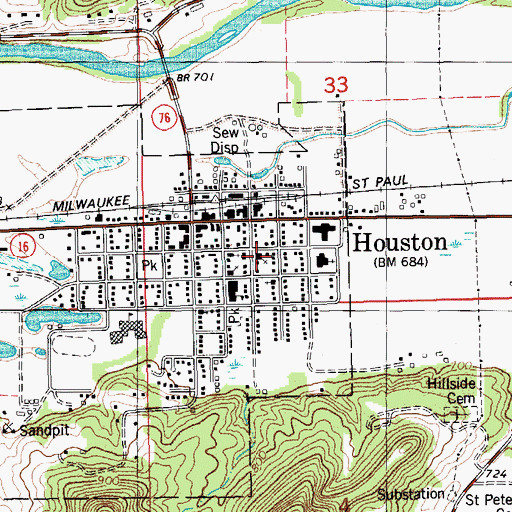 Topographic Map of Saint Mary's Catholic Church, MN