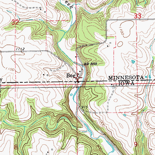 Topographic Map of Bee Post Office (historical), MN