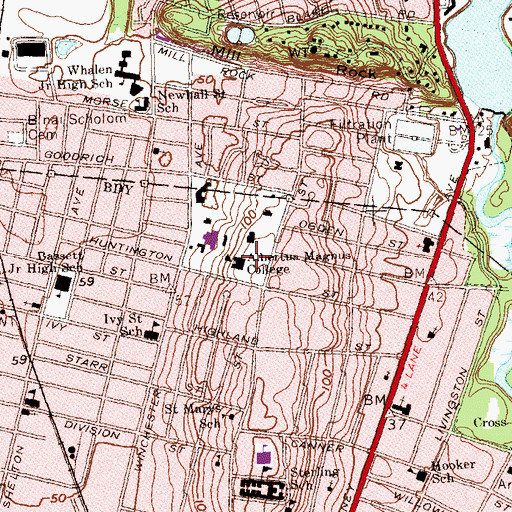 Topographic Map of Albertus Magnus College, CT