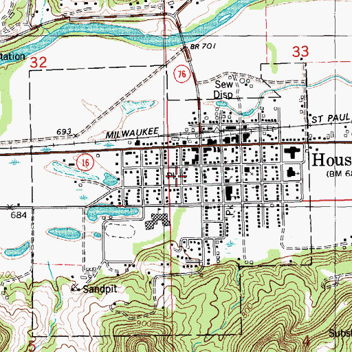 Topographic Map of Houston City Park, MN