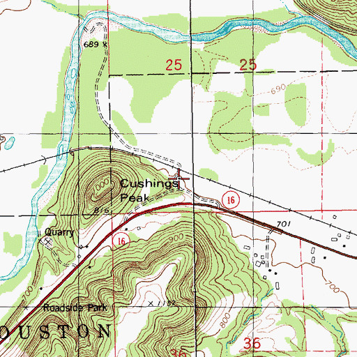 Topographic Map of Cushon's Peak Campground, MN