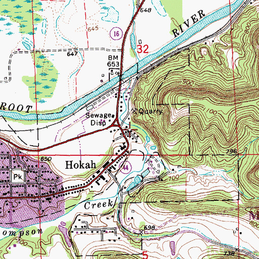 Topographic Map of Hokah Volunteer Fire Department, MN