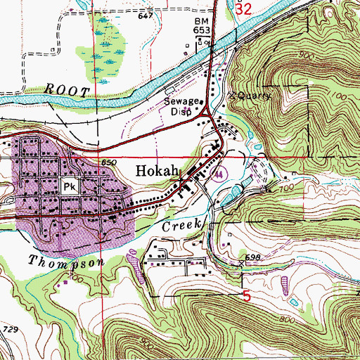 Topographic Map of Hokah Police Department, MN