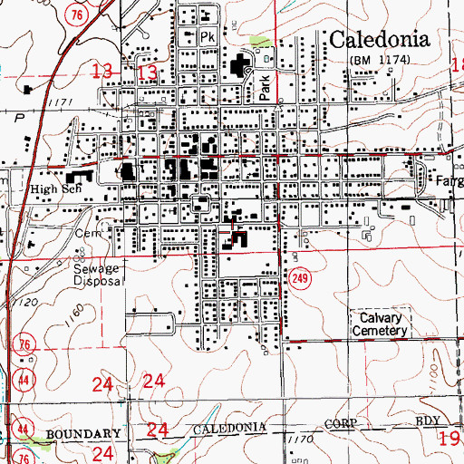 Topographic Map of Saint Mary's Catholic School, MN