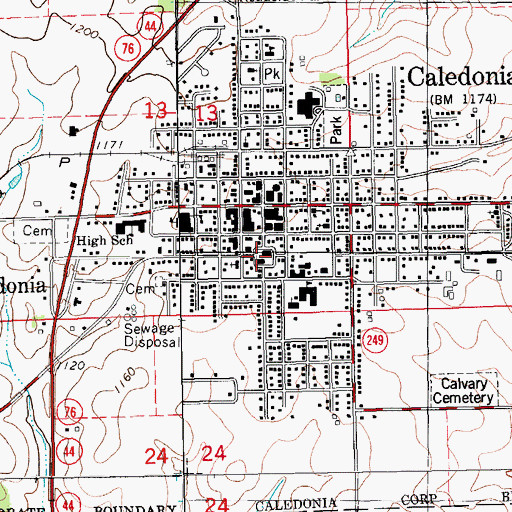 Topographic Map of Houston County Sheriff's Office Caledonia, MN