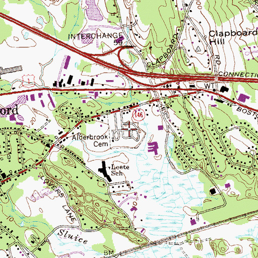 Topographic Map of Alderbrook Cemetery, CT