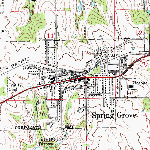Topographic Map of Spring Grove (historical), MN