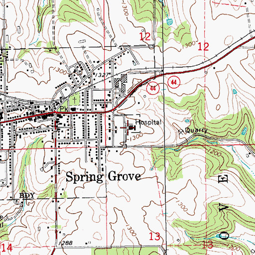 Topographic Map of Gunderson Lutheran - Spring Grove Clinic, MN