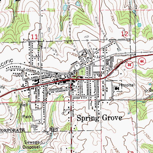 Topographic Map of Spring Grove City Park, MN