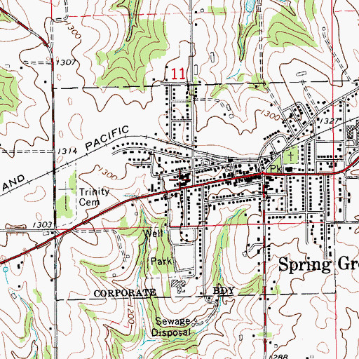 Topographic Map of Spring Grove High School, MN