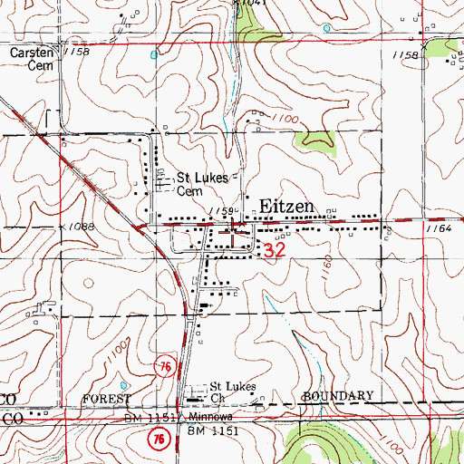 Topographic Map of Eitzen Fire Department, MN