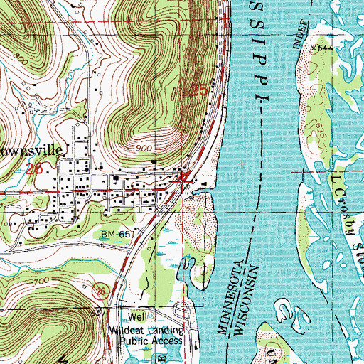 Topographic Map of Brownsville, MN