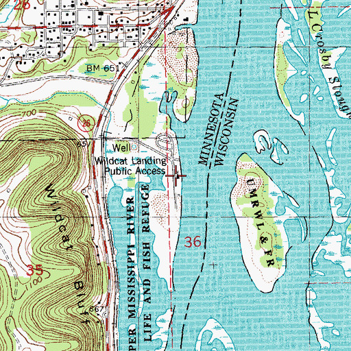 Topographic Map of Wildcat Landing Campground, MN