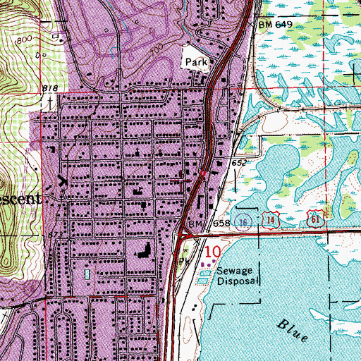 Topographic Map of Hills Mobile Home Park, MN