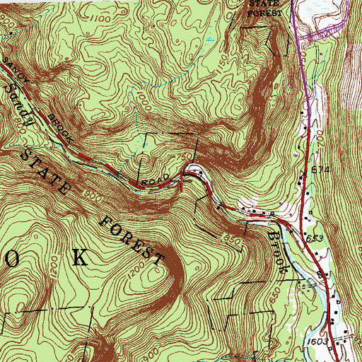 Topographic Map of Algonquin State Forest, CT