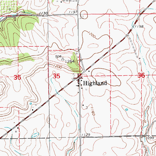 Topographic Map of Highland Post Office (historical), MN