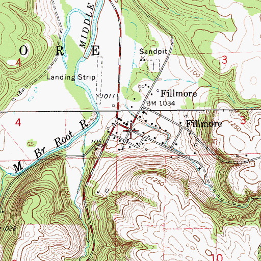 Topographic Map of Fillmore Post Office (historical), MN