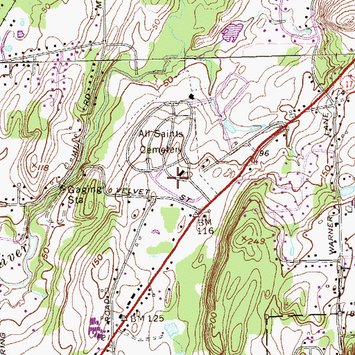 Topographic Map of All Saints Cemetery, CT