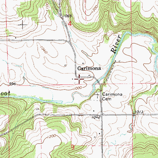 Topographic Map of Carimona Post Office (historical), MN