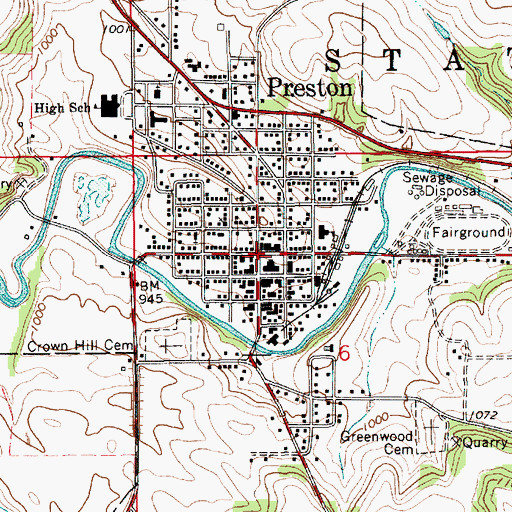 Topographic Map of Preston United Methodist Church, MN