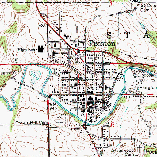 Topographic Map of First Baptist Church, MN