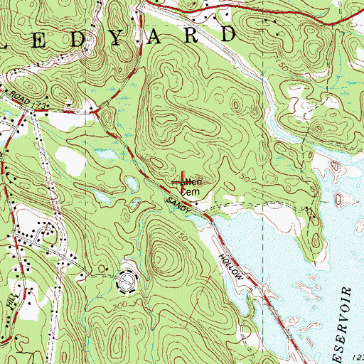 Topographic Map of Allen Cemetery, CT